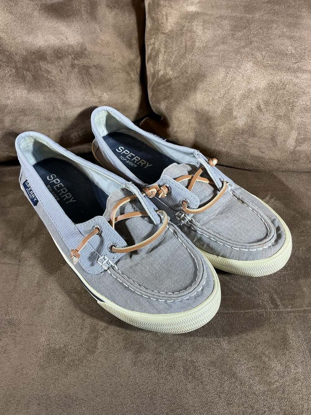 Sperry Lounge Away Sneaker Size 7M Gray Fabric Slip On Boat Shoes
